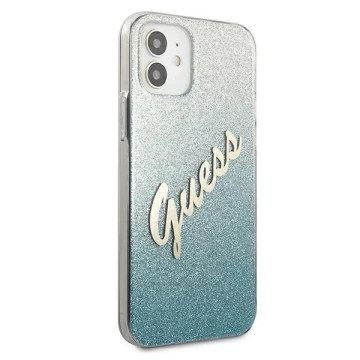 Guess GUHCP12SPCUGLSBL iPhone 12 mini 5,4" niebieski/modrý pevný obal Glitter Gradient Script