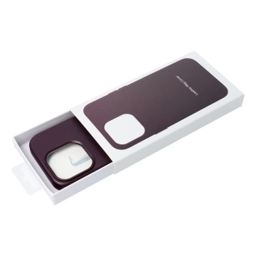 Leather Mag Cover case compatible with MagSafe for Apple iPhone 15 Plus dark purple