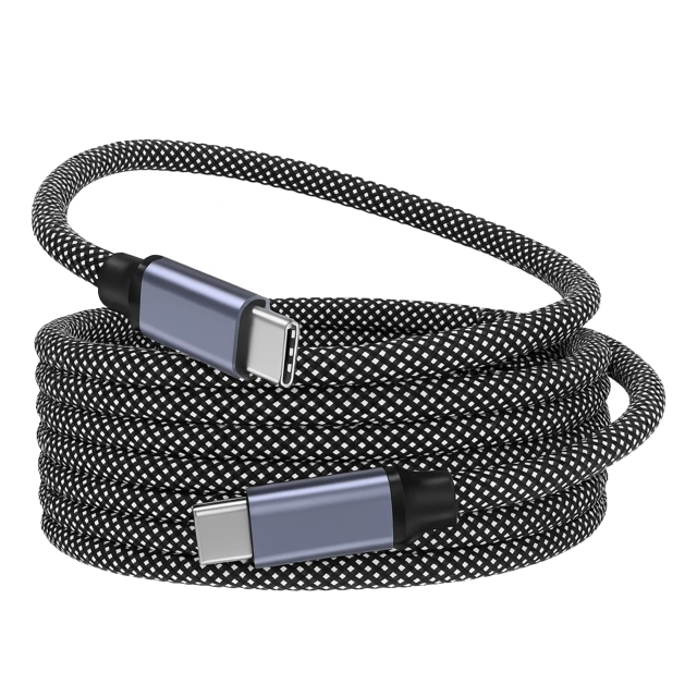 Kabel Zasilający USB-C do USB-C 65W 1m, Szybkie Ładowanie PD, Magnetyczny, Trwały i Elastyczny Przewód Kompatybilny z iPhone, MacBook i Android, Alogy MagiCharge™ – Czarny + Ładowarka Sieciowa 3w1 65W