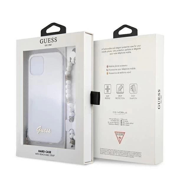 Guess GUHCP12LKPSWH iPhone 12 Pro Max 6,7" priehľadné pevné puzdro White Pearl