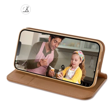 iPhone 16e Dux Ducis Hivo Protective Case with Flip and RFID Protection - Brown