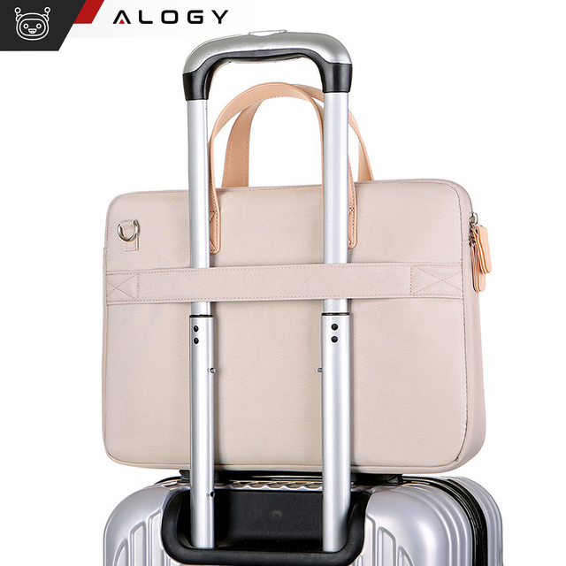 Umhängetasche für Herren und Damen für Laptop, Tablet, 14 Zoll, Reisestoff, Alogy-Bezug, Beige