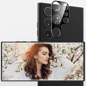 Glas für Samsung Galaxy S24 Ultra Kameraobjektiv 3D gehärteter Vollschutz des gesamten Objektivs schwarzes Glas