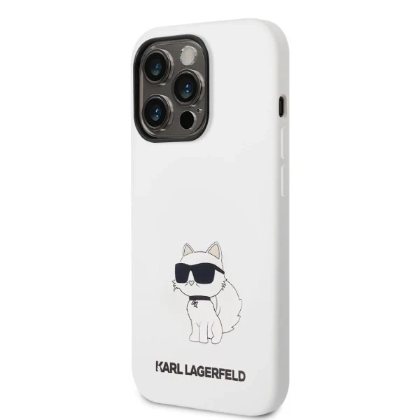 Karl Lagerfeld KLHCP14LSNCHBCH ochranné pouzdro na telefon pro Apple iPhone 14 Pro 6,1" pevné pouzdro bílá/bílá silikonová chupette