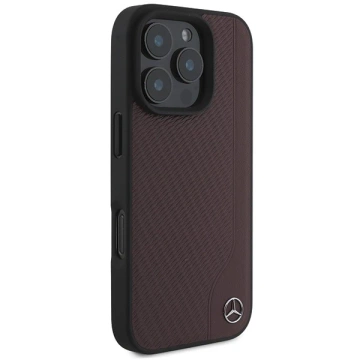 Etui Mercedes до iPhone 16 Pro Max 6.9" Czerwony MagSafe Hardcase MB Wood Imitation Leather