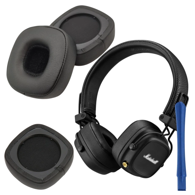 Nauszniki 2x wymienne pady gąbki do słuchawek do MARSHALL MAJOR IV 4 / BLUETOOTH Czarne + urządzenie do demontażu