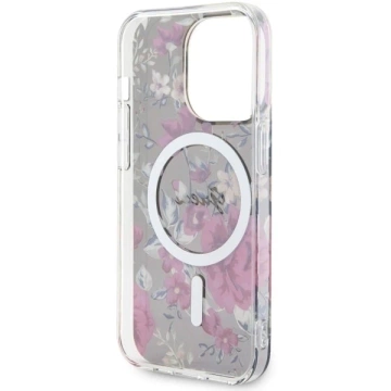 Guess GUHMP14LHCFWSA Handyhülle für Apple iPhone 14 Pro 6.1" grün/khaki Hardcase Flower MagSafe