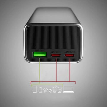 Powerbank SBS 10000mAh PD 35W z wyświetlaczem LCD Szary