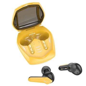 HOCO EW28 TWS Bluetooth Wireless Headphones – Yellow with Gaming Mode and Charging Case
