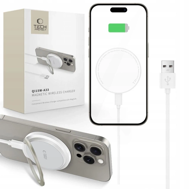 MagSafe Tech-Protect Charger QI15W-A33 White 15W Stand