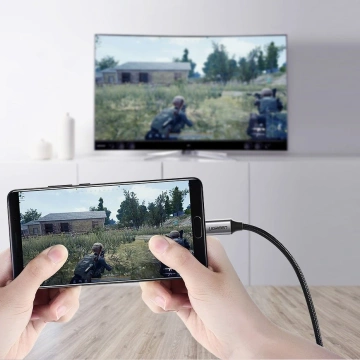 Uzelený kábel HDMI - USB Typ C 4K 60 Hz 1,5 m čierno-sivý (MM142 50570)