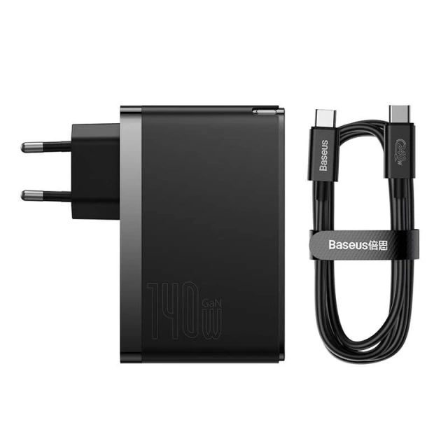 Baseus GaN5 Pro 2xUSB-C USB-Wandladegerät, 140 W (schwarz)