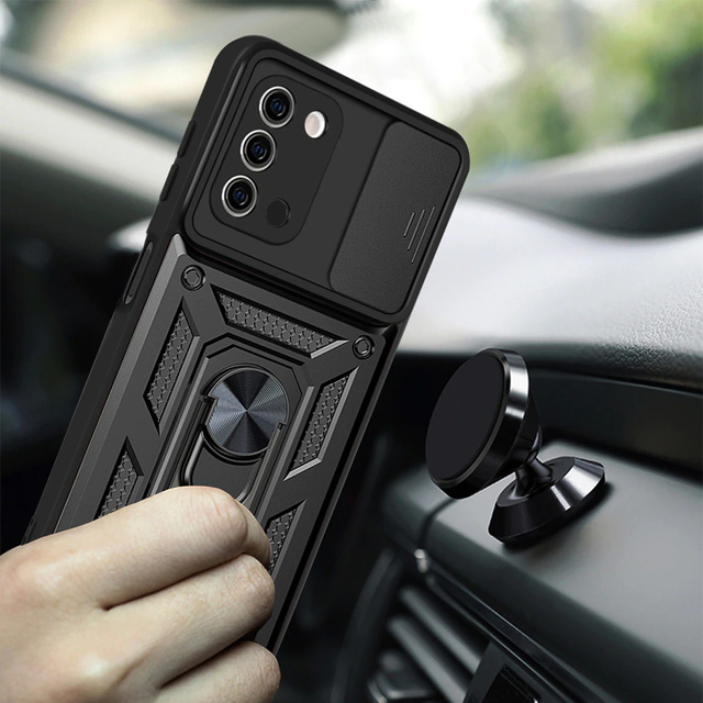 Pouzdro Alogy Camshield Stand Ring Case s krytem fotoaparátu pro Samsung Galaxy A03s 164 mm černé