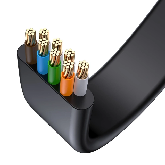 Baseus Speed Six plochý síťový kabel RJ45 1000 Mbps 1,5 m černý (WKJS000001)