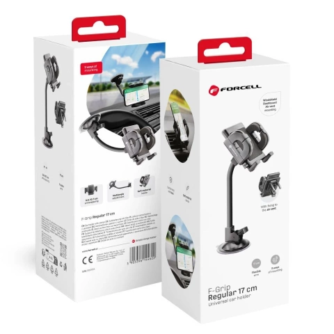 Forcell Regular 2in1 Car Holder Grid/Glass Arm 17cm Black