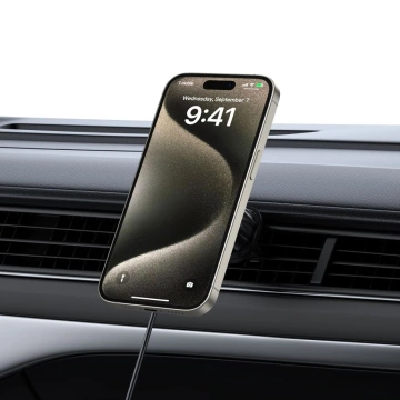 Magnetický indukčný držiak do auta MM15W-V5 Magnetický MagSafe DashBoard and Vent Car Mount Bezdrôtová nabíjačka 15W na mriežku čierna