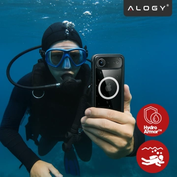 Puzdro Alogy HydroArmor™ IP68 pre Apple iPhone 17 Air 6,6", 360° pancierové puzdro s priehľadnou zadnou stranou, kompatibilné s MagSafe, čierne