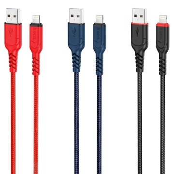 Kábel HOCO USB-A na Lightning X59, 3 m, čierny, odolný nylonový opletený, 2,4 A