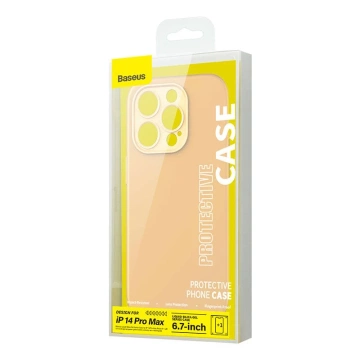 Baseus Liquid Silica Gel Case Set for iPhone 14 Pro Max (Yellow) Tempered Glass with Cleaning Kit