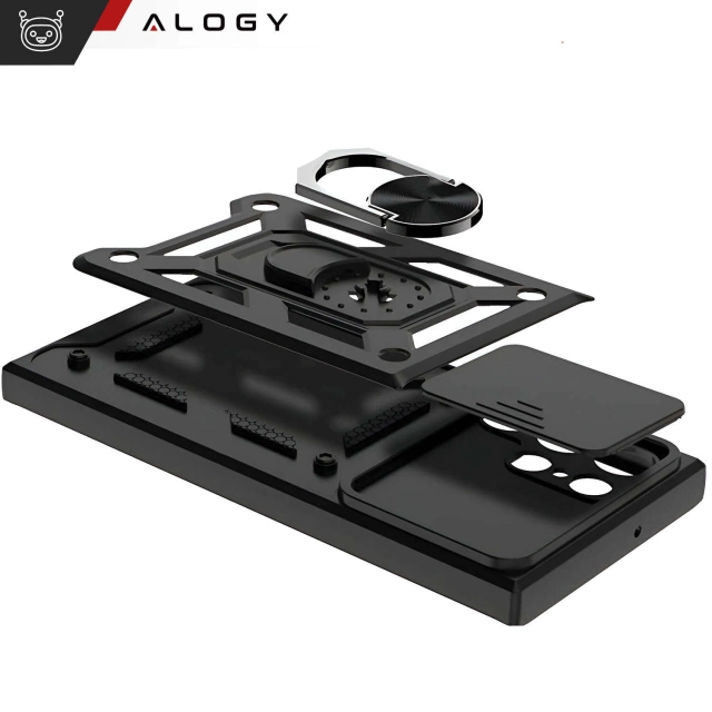 Case for Apple iPhone 16 armored Slide Case Ring camera protection housing Camshield Alogy black