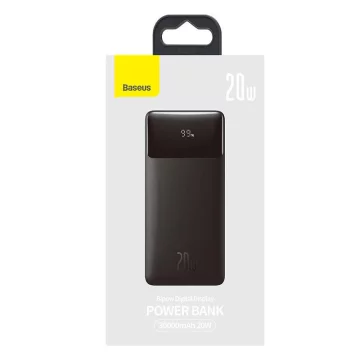 Baseus Bipow 30000mAh Powerbank, 2xUSB, USB-C, 20W (black)