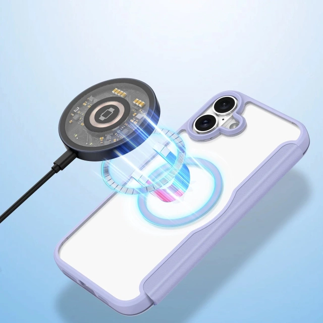 Чохол MagSafe для iPhone 16 Dux Ducis Skin X Pro фіолетового кольору з клапаном