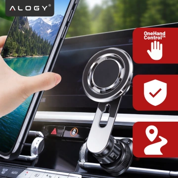 Автотримач MagSafe для iPhone 14 13 12 на решітку Alogy Airvent carholder Black
