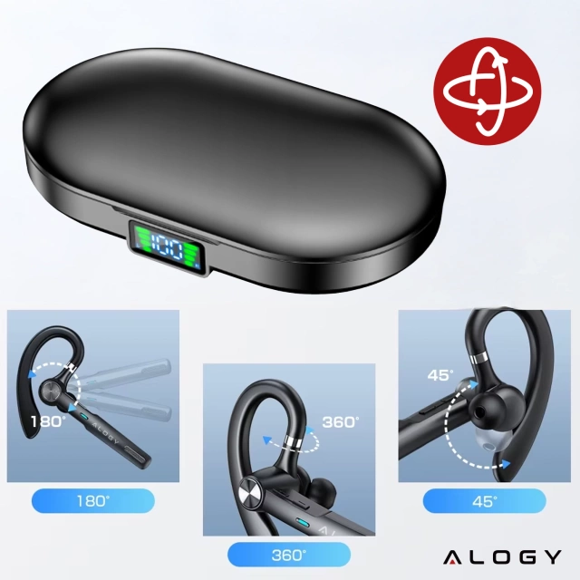 Bezdrôtový headset pre Bluetooth 4.0 hovory do auta headset s displejom V8 Black