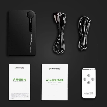 Uzelený přepínač rozdělovač HDMI - 3x HDMI 3D 4K 7,5 Gb/s 36 bitů na kanál černá (40234)