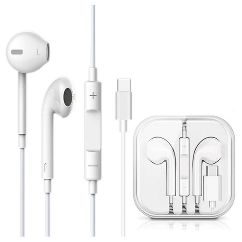 Vega Colors EarPods USB-C Typ C NOVÝ ČIP Káblové slúchadlá do uší biele