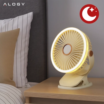 Ventilátor Veterný mlyn Veterník prenosný klip Alogy Stolný detský kočík bezkáblový biely