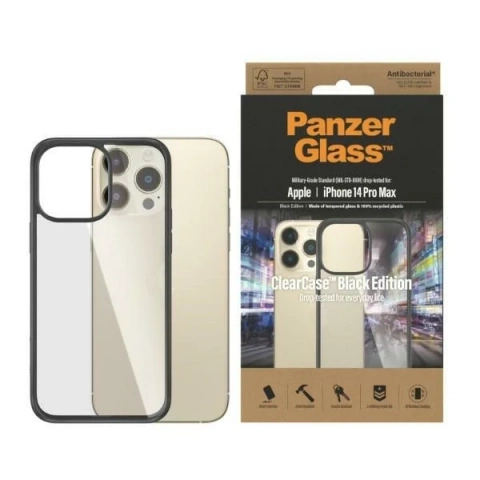 Etui PanzerGlass ClearCase pre iPhone 14 Pro Max 6,7" antibakteriálne czarny/black 0408