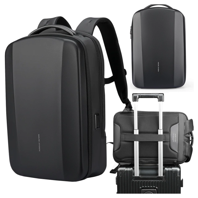 Mark Ryden 17.3" Laptop Backpack, USB Charging, Waterproof, Spacious and Practical, 180° Opening, Anti-Theft with TSA Lock and Suitcase Strap, 46x31x9 cm - Black