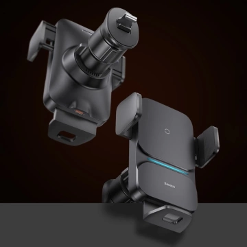 Baseus Wisdom Car Holder for a car phone with a QI inductive charger for a grille Black