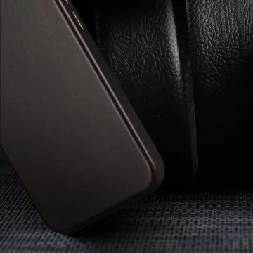 Dux Ducis Naples case for iPhone 14 leather case (MagSafe compatible) dark brown