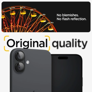 Tvrdené sklo Chránič fotoaparátu Spigen Optik.Tr "EZ FIT" Chránič fotoaparátu 2-PACK pre Apple iPhone iPhone 16 / 16 Plus čierny
