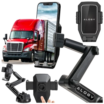Car Phone Holder 7.2" for Truck Bus Lorry Excavator Car Long 43cm for Windshield Cockpit Alogy Black