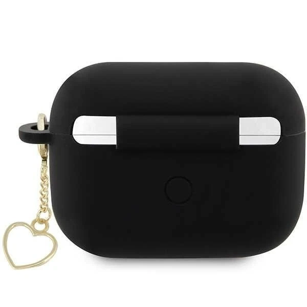 Protective case for headphones Guess GUAP2LSCHSK for Apple AirPods Pro 2 cover black/black Silicone Charm Heart Collection