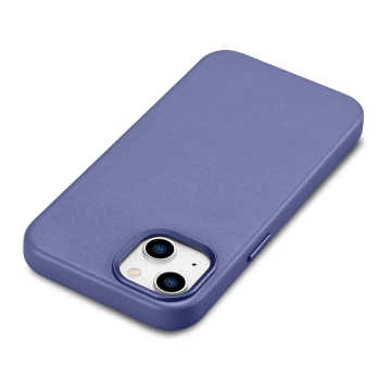 iCarer Case Leather Genuine Leather Phone Case for iPhone 14 Plus Light Purple (MagSafe Compatible)