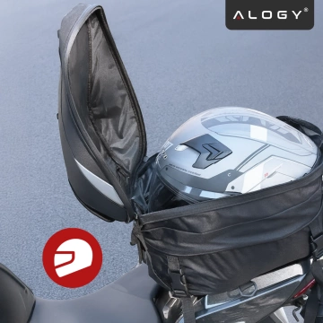 Vodotesný motocyklový batoh 40l – 5 v 1 – horný kufor, taška na sedlo, taška na kufor, taška na prilbu, s krytom, nylon, mestská taška na motocykel – Alogy RoadMaster™ čierny