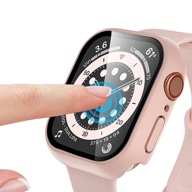 Alogy 2in1 Gehäuse Overlay Glas für Apple Watch 7 45mm Rosa