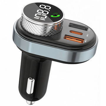 FM vysílač nabíječka do auta Bluetooth 5.0 USB QC 3.0 USB-C PD 30W karta MP3 TF BC74 černá