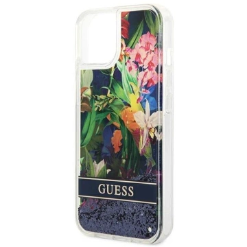 Etui Guess GUHCP14SLFLSB do Apple iPhone 14 6,1" niebieski/blue hardcase Flower Liquid Glitter