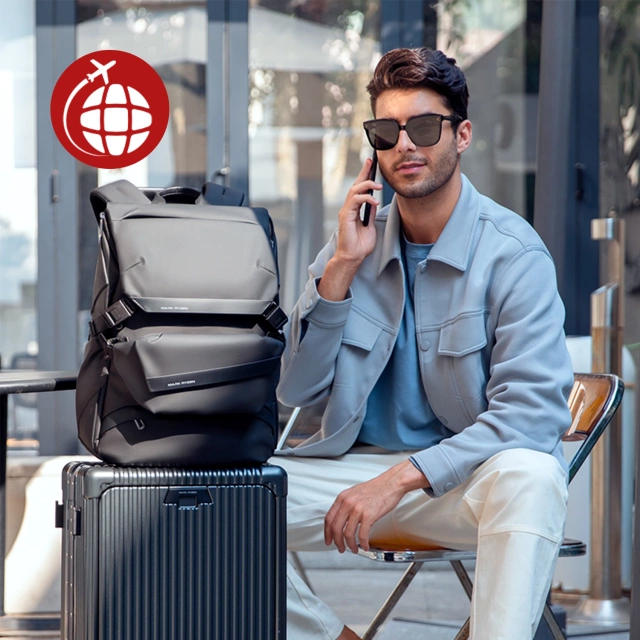 Mark Ryden Backpack with Detachable Waist Bag 2 in 1, Hand Luggage, Free, Waterproof 18L, with 15.6" Laptop Pocket, Waist Bag, City, Travel 40x30x14 cm - Black