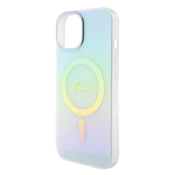 Etui Guess GUHMP15SHITSQ für iPhone 15 6,1" türkis/türkises Hardcase IML Iridescent MagSafe