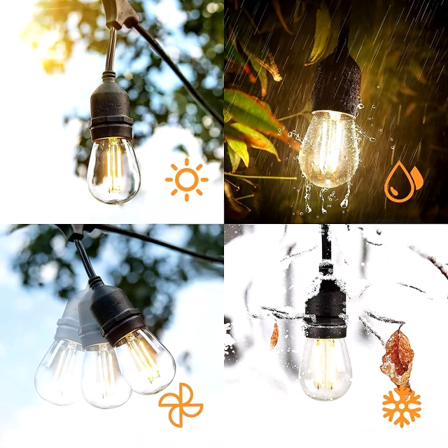 Záhradné girlandové svietidlo 10 LED Balkónové svietidlá do záhrady Vodotesné žiarovky IP44 24V