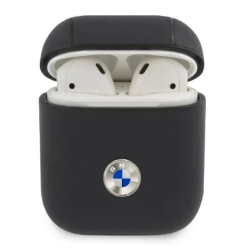 Schutzhülle für BMW Kopfhörer für AirPods Cover marineblau/navy Geniune Leather Silver Logo