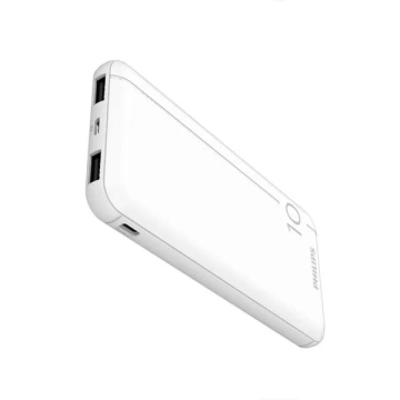 Philips Power Bank 10000mAh 2X USB-A Emergency Battery White DLP1810NW/62