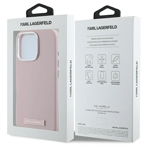 Karl Lagerfeld iPhone 16 Pro 6.3" Case Pink MagSafe Hardcase FW Metal Plate