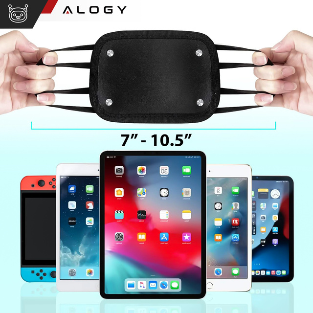 2x Автомобільний тримач на міцній липучці для зчитування планшетного телефону Alogy Car гнучкий чорний